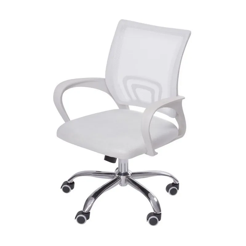 Cadeira Giratória Baixa Office Tok Branca Base Rodízio Cromado