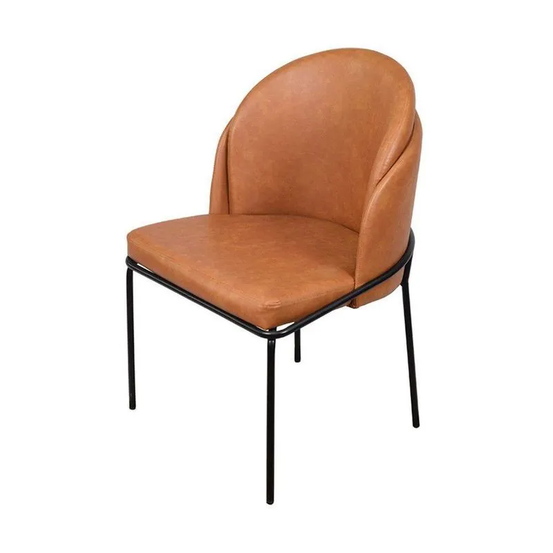 Cadeira Or-4405 Espuma Revestida Em Pu Base Em Aço Or Design Caramelo