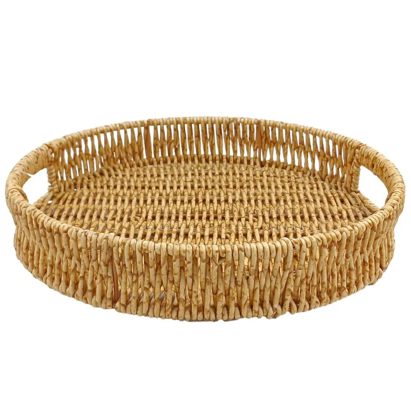 Bandeja Redonda C/ Alça 25cm em PVC FWB-Bege