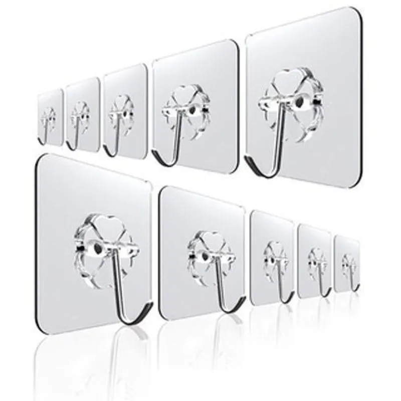 Gancho Parede Forte Multiuso 4 Pcs 6x6cm Pvc Transparente