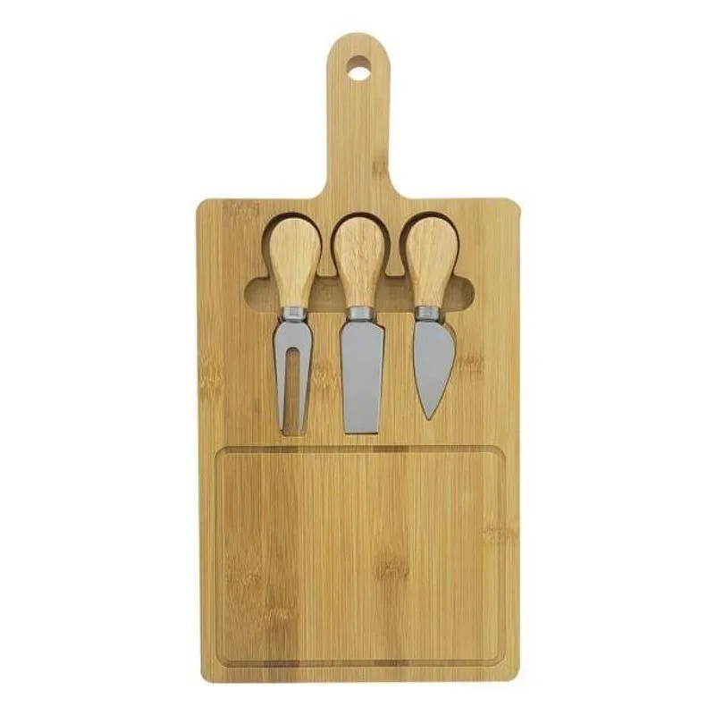 Tabua De Queijo Bambu 20x40cm Com Acessorios