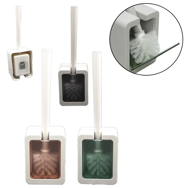 Escova sanitaria com suporte de plastico retangular de parede autoadesivo 37X11X8,5CM