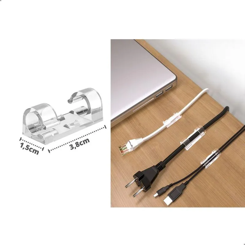Kit 17 Organizador De Fios Cabos De Plastico Autoadesivo