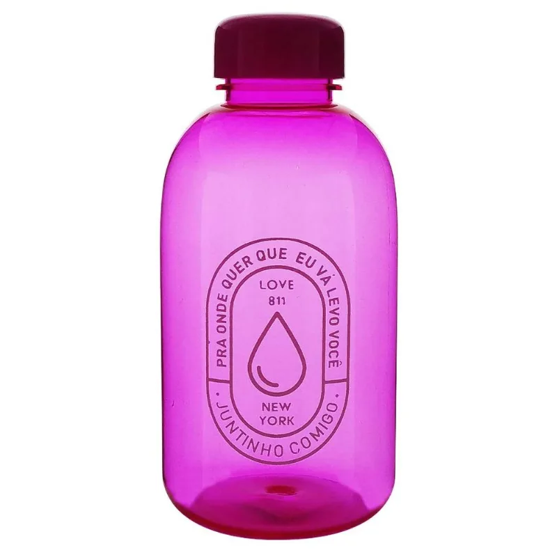 Garrafa C/ Frase Motivacional 600ml em Plástico FWB-Pink