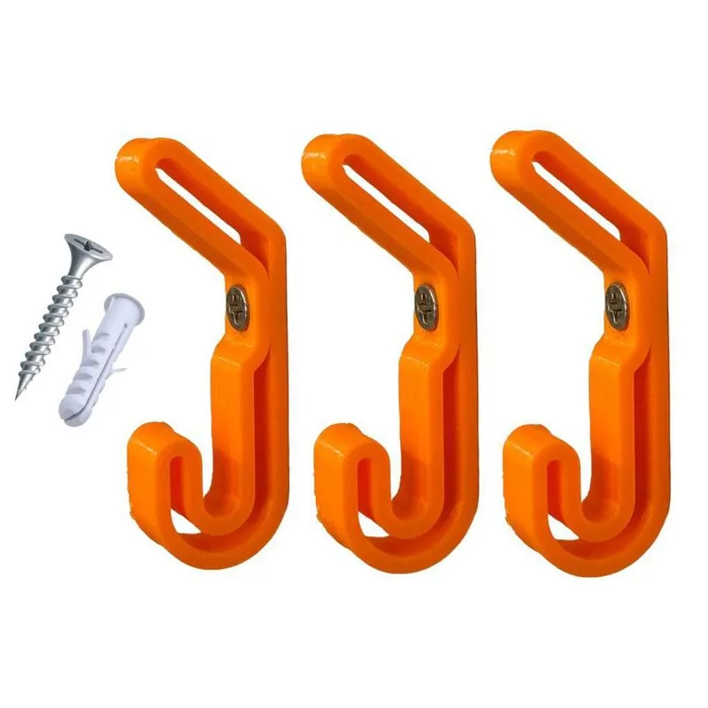Kit 3 Gancho Cabide Reforçado Parede Multiuso Laranja