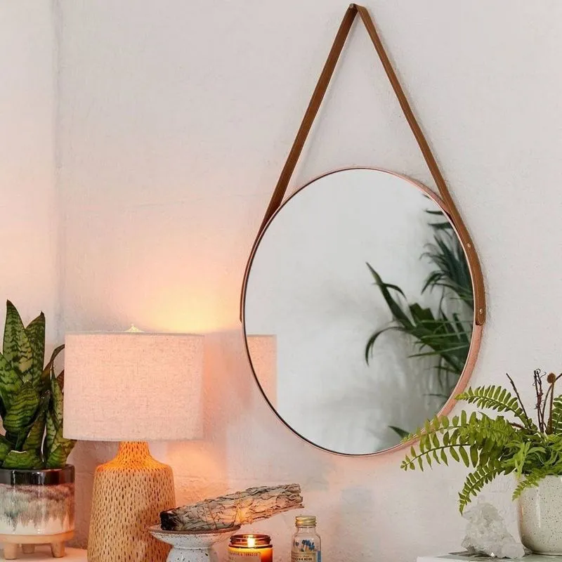 Espelho decorativo redondo rose gold