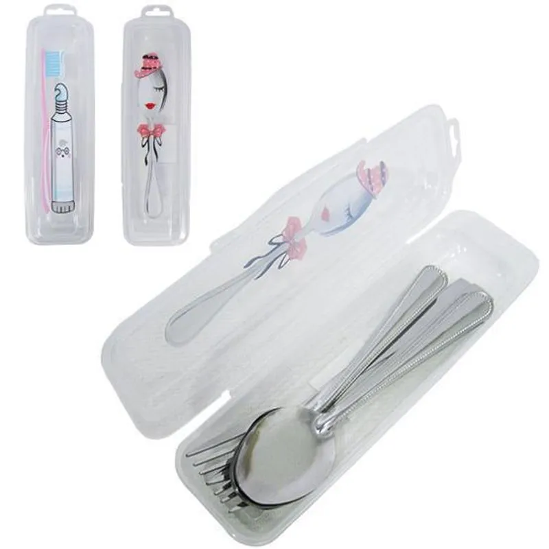 Estojo Dental / Porta Talher Plastico Estampado Trava