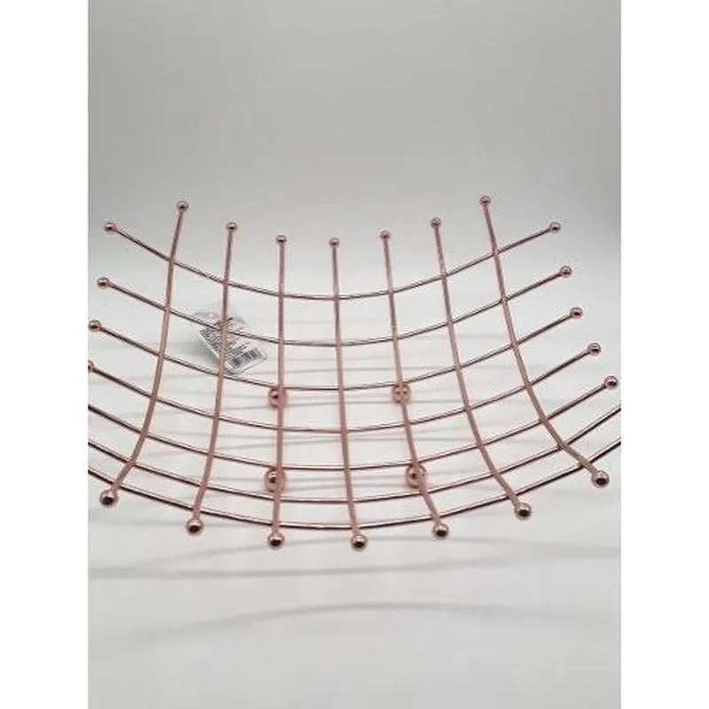 Fruteira Cesto Multiuso Organizador Frutas Cobre Rose Gold Quadrado
