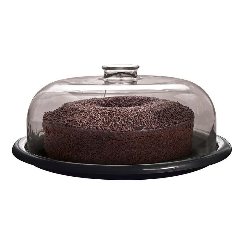 Boleira Plástico Cristal Plasutil Grande 38cm Fume Livre Bpa