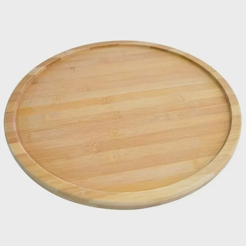 Bandeja Redonda Madeira Bambu Café Churrasco Decoração 30cm