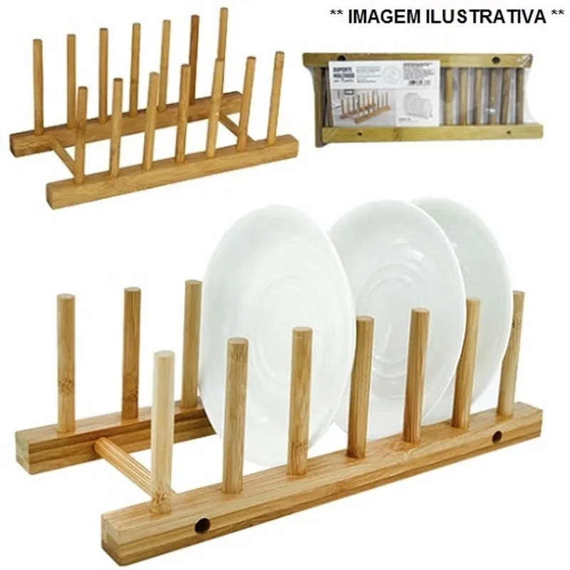 Escorredor / suporte multiuso pratos bambu fwb