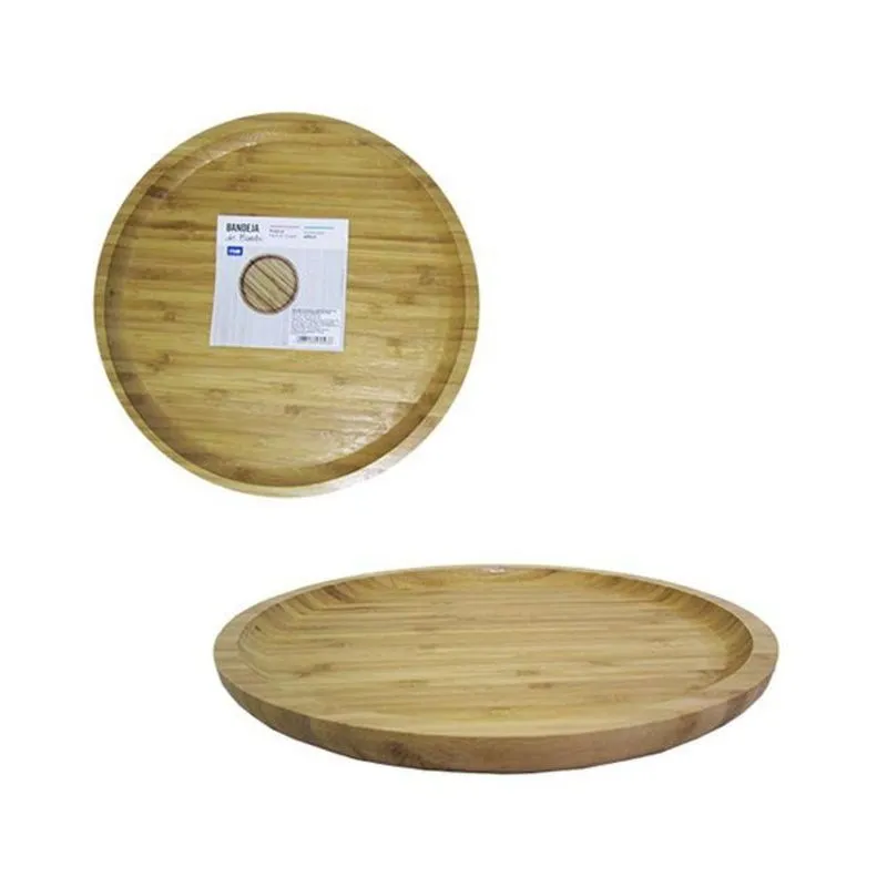 Bandeja De Bambu Redonda 25 Cm