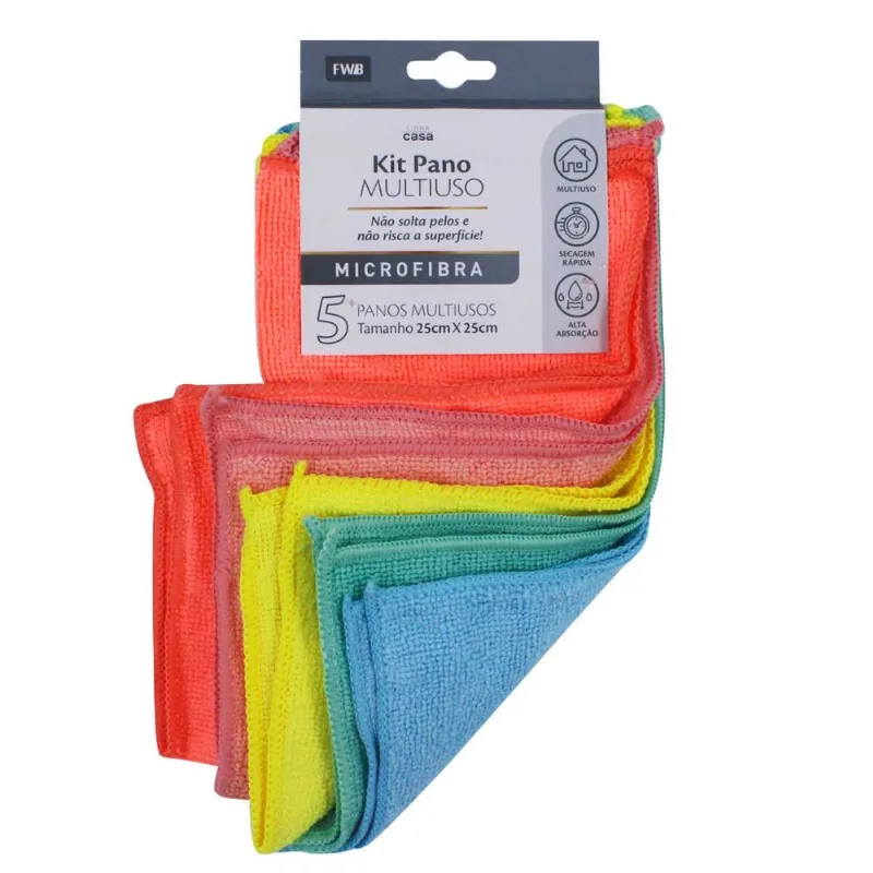 Kit Pano Multiuso 5 Peças 25cm em Poliéster FWB