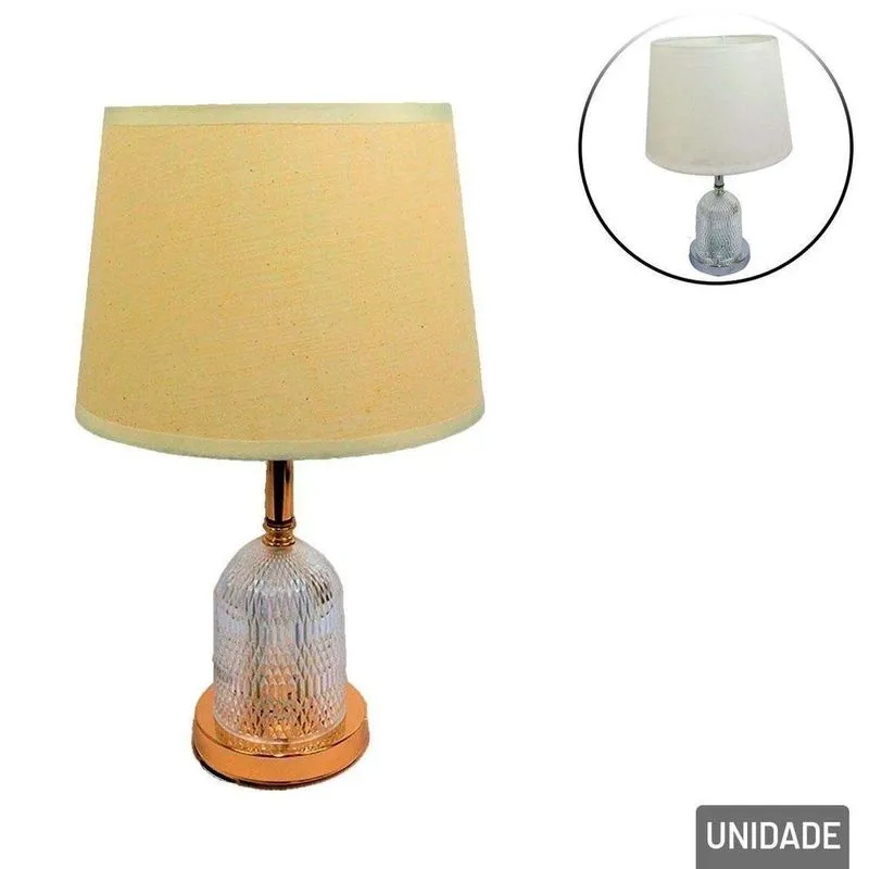 Abajur Bivolt Cúpula Color Base De Vidro 40cm - Tudo Em Caixa