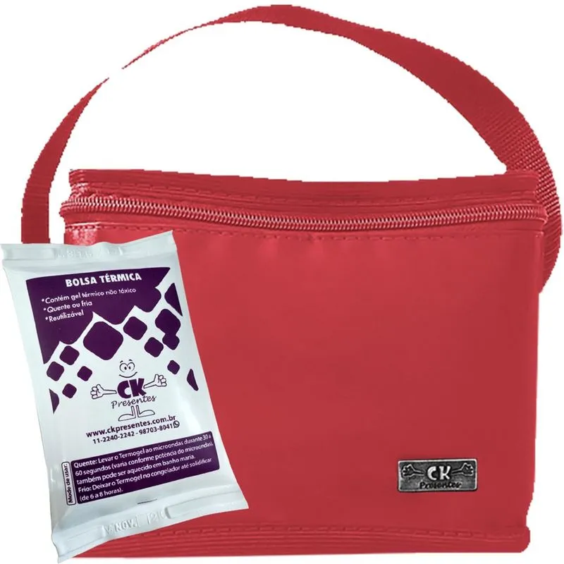Bolsa Térmica Porta Insulina Pequena Vermelha + Gel Térmico