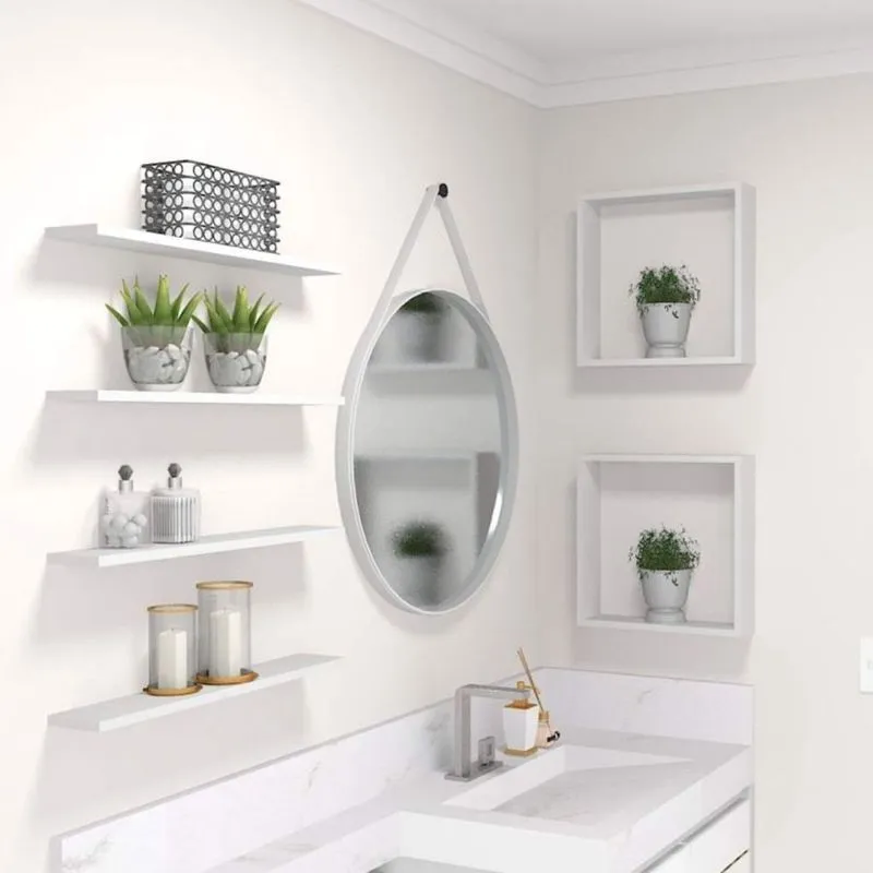 Conjunto com 2 Nichos e 4 Prateleiras Bramov Móveis Branco