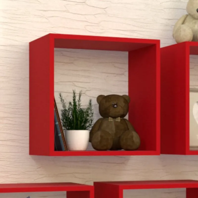 Nicho Cubo para Quarto Infantil Vitra Bramov Móveis Vermelho