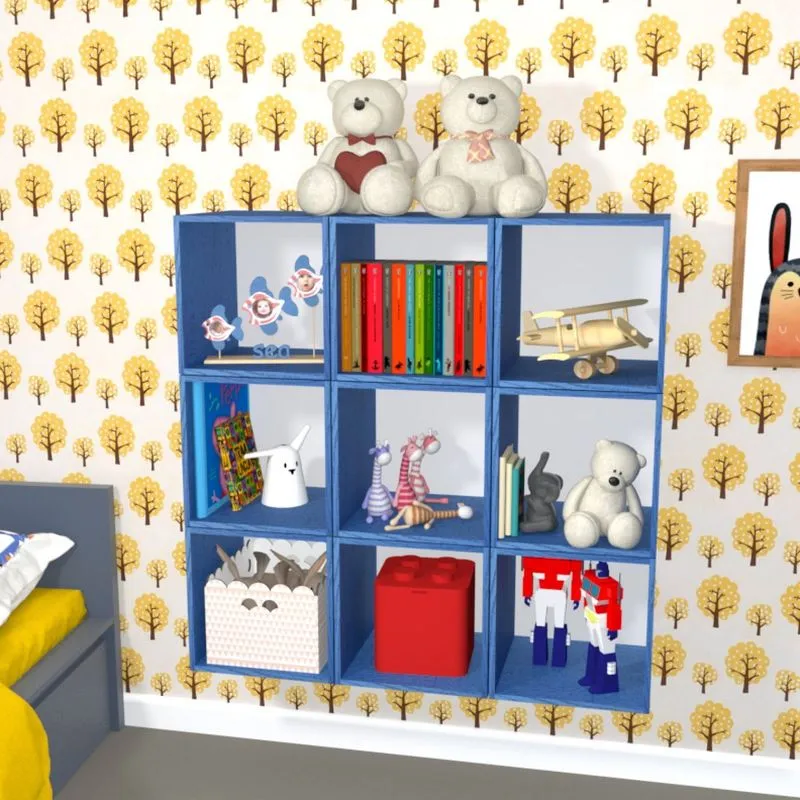 Nicho Cubo com Fundo Branco Enea Baby Bramov Móveis Azul