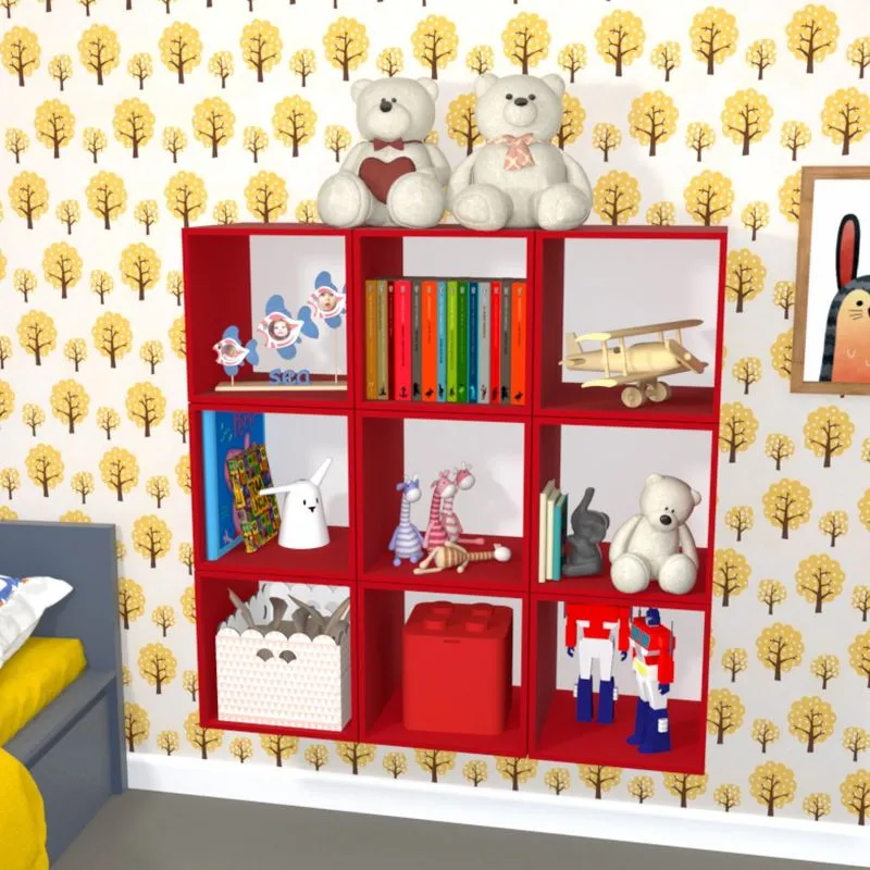 Nicho Cubo com Fundo Branco Enea Baby Bramov Móveis Vermelho