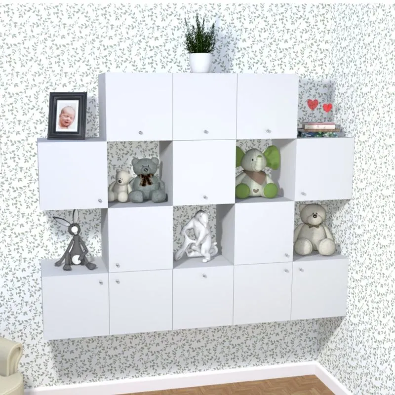 Nicho Cubo com 1 Porta Tolix Kit Cubos Baby Bramov Móveis Branco