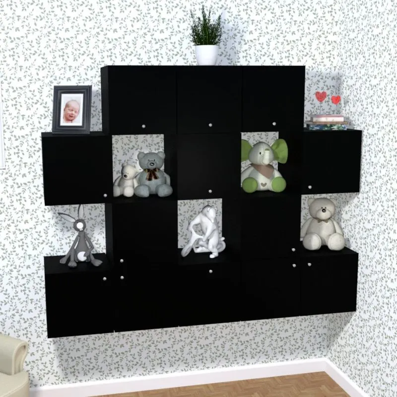 Nicho Cubo com 1 Porta Tolix Kit Cubos Baby Bramov Móveis Preto