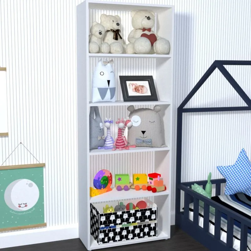 Estante para Livros 4 Prateleiras Ronda Baby Bramov Móveis Branco