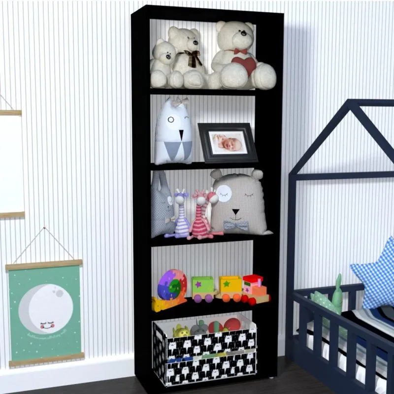 Estante para Livros 4 Prateleiras Ronda Baby Bramov Móveis Preto