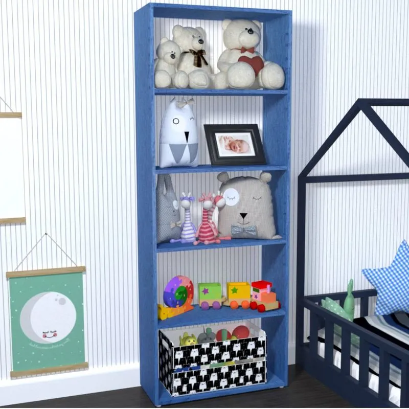 Estante para Livros 4 Prateleiras Ronda Baby Bramov Móveis Azul