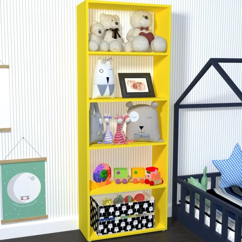 Estante para Livros 4 Prateleiras Ronda Baby Bramov Móveis Amarelo