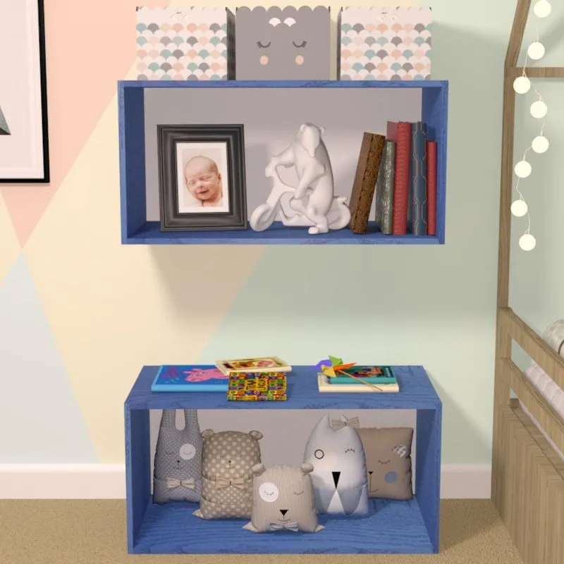 Nicho Cubo com Fundo Branco Glas Baby Bramov Móveis Azul