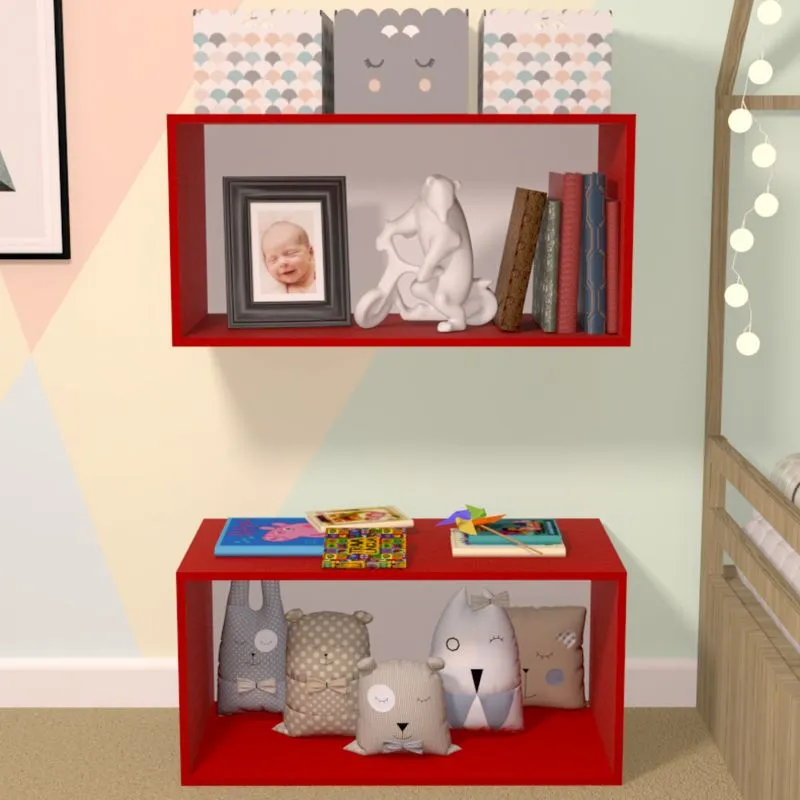 Nicho Cubo com Fundo Branco Glas Baby Bramov Móveis Vermelho
