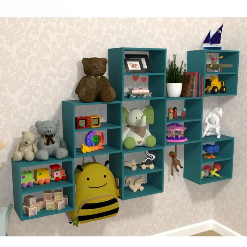 Kit 7 Nichos Cubo com 1 Prateleira Lema Kit Cubos Baby Bramov Móveis Agata
