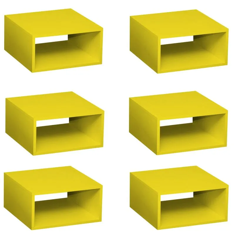 Conjunto 6 Nichos Salvatori Baby Bramov Móveis Amarelo