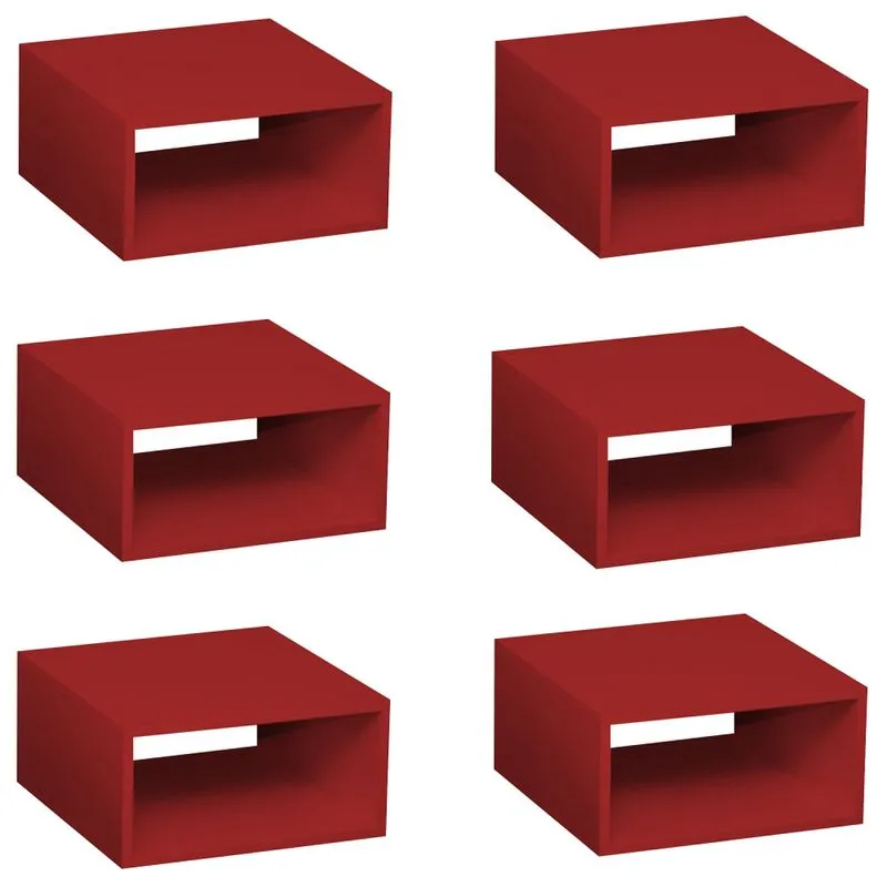 Conjunto 6 Nichos Salvatori Baby Bramov Móveis Vermelho