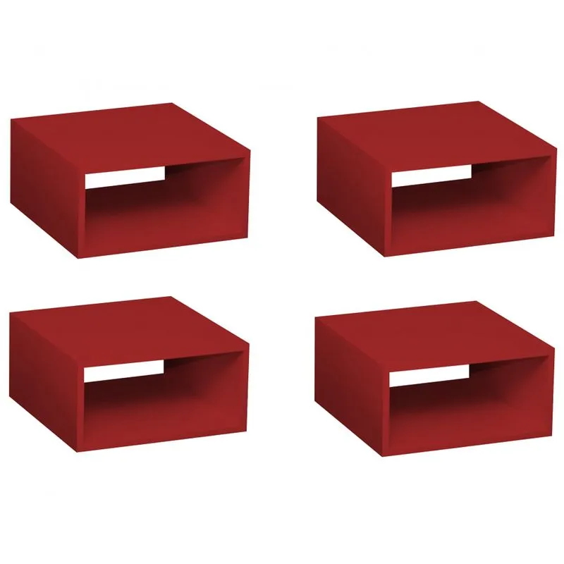 Conjunto 4 Nichos Salvatori Baby Bramov Móveis Vermelho