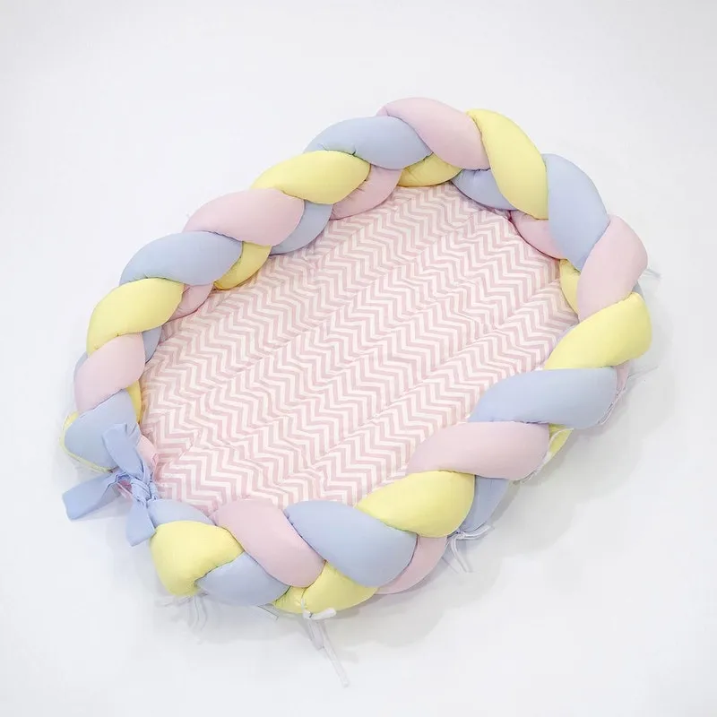 Ninho Redutor Trança Com Mosquiteiro Arco Iris Rosa 3 Pçs