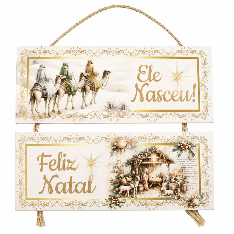 Placa Decorativa Natalina 26x25cm em MDF NSW