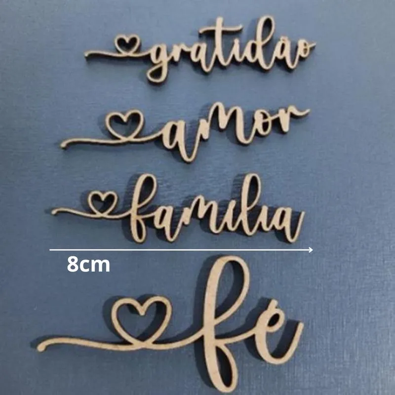 15 Kits Palavras Decorativas mdf 8cm Branco - Amor, Familia, Fé e Gratidão