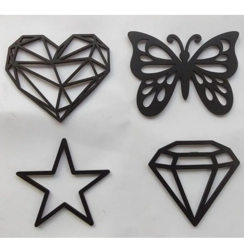 Aplique Geométrico Formas Parede Decorativa Mdf 10cm Preto
