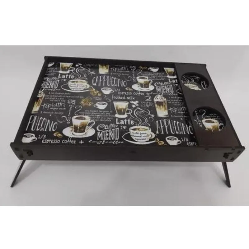 Bandeja Cafe Da Manha Adesivado Pé E Porta Copo - Mdf - Mesa