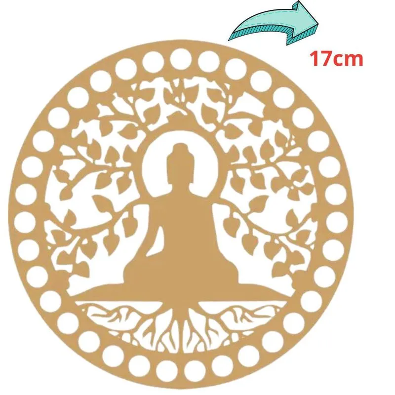 Base Bordado Croche - Redondo - Mdf - Cru 17cm 35 Furos Buda
