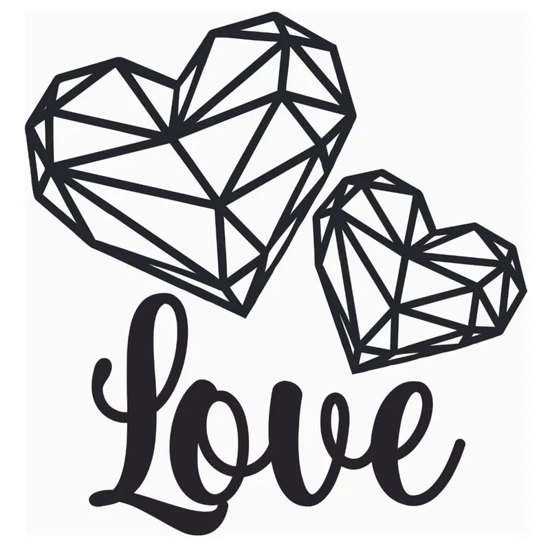 Coração 3d 15cm Escrita Love 20cm - mdf - Preto - Amor Namorado
