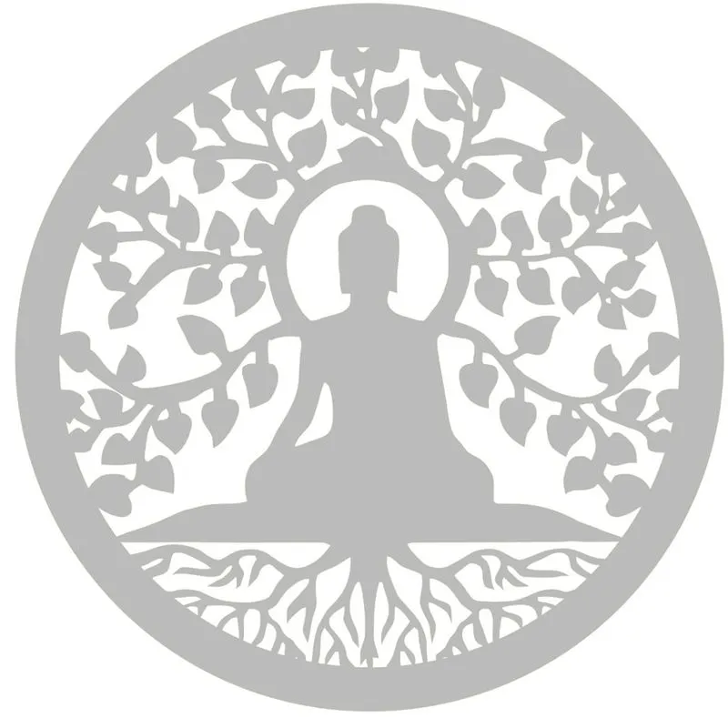 Mandala Buda - mdf - Branco - Placa Parede - 30cm