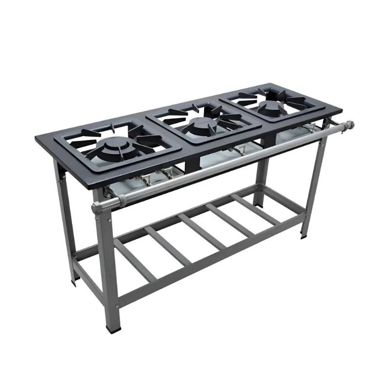 Fogao Industrial 3 Bocas M-7 1qd 2qs S2000 30x30 Perfil 6,5 Cm Com Porta Panela - Metalmaq