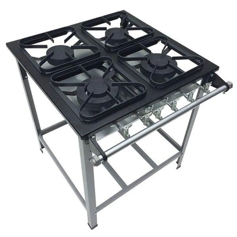 Fogão Industrial 4 Bocas M-14 M/M S2020 30x30 Perfil 5cm com Porta Panela - Metalmaq