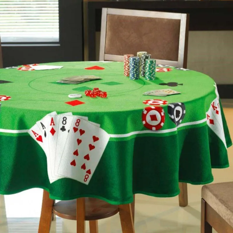 Toalha de Mesa Jogos Baralho Poker Aveludada Redonda 1,60m