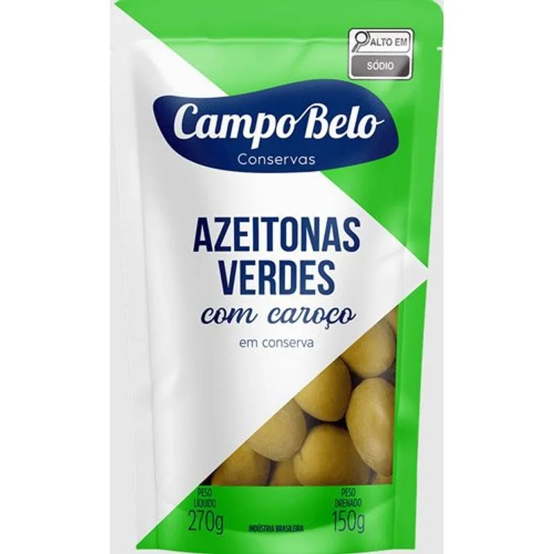 Azeitona Verde Inteira Campo Belo 150g