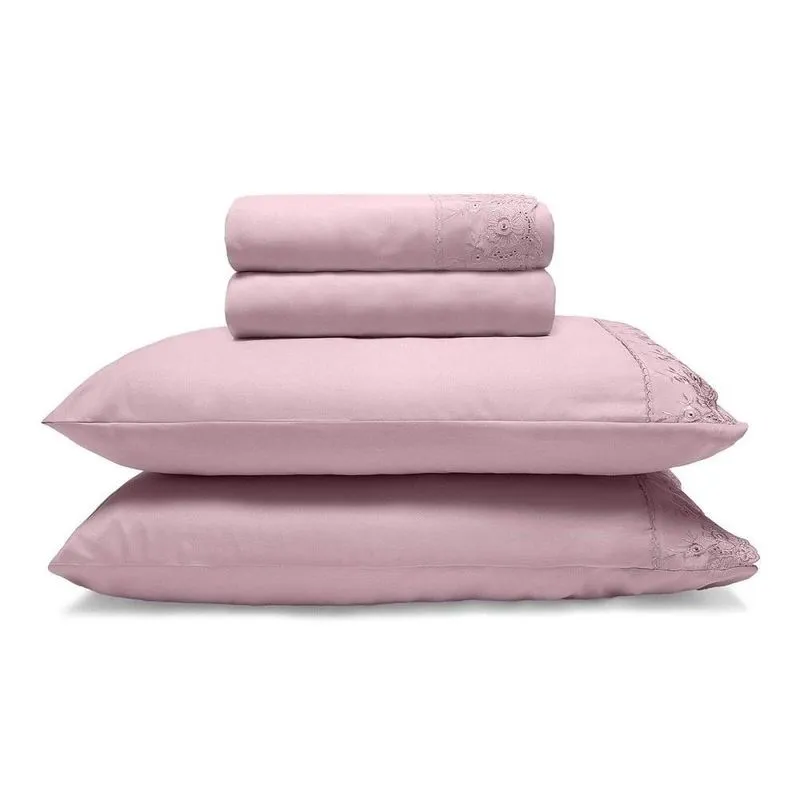 Jogo de Cama Lençol King Size Bordado Renda Bianca Sonata Buettner