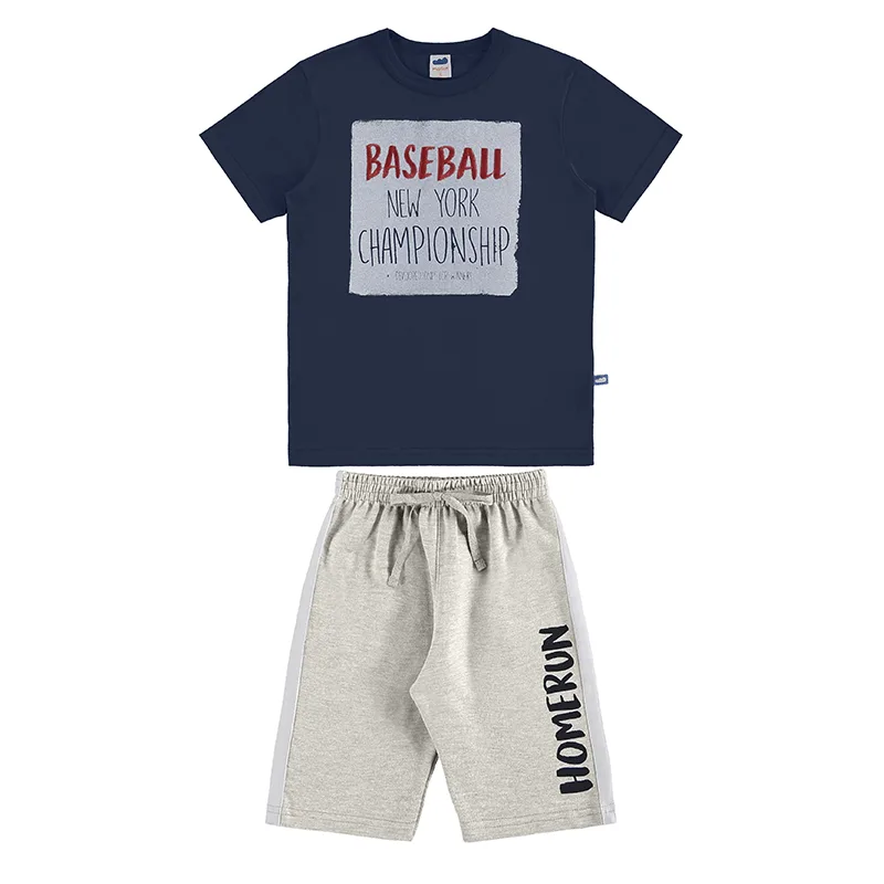 Conjunto Menino Com Estampa Escrita 4/10 - 44618-MARINHO-4