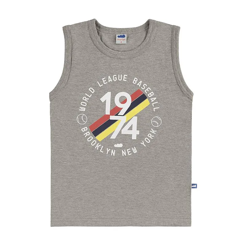 Regata Infantil Menino Com Estampa Frontal 4/8 - 44600-MESCLA-6